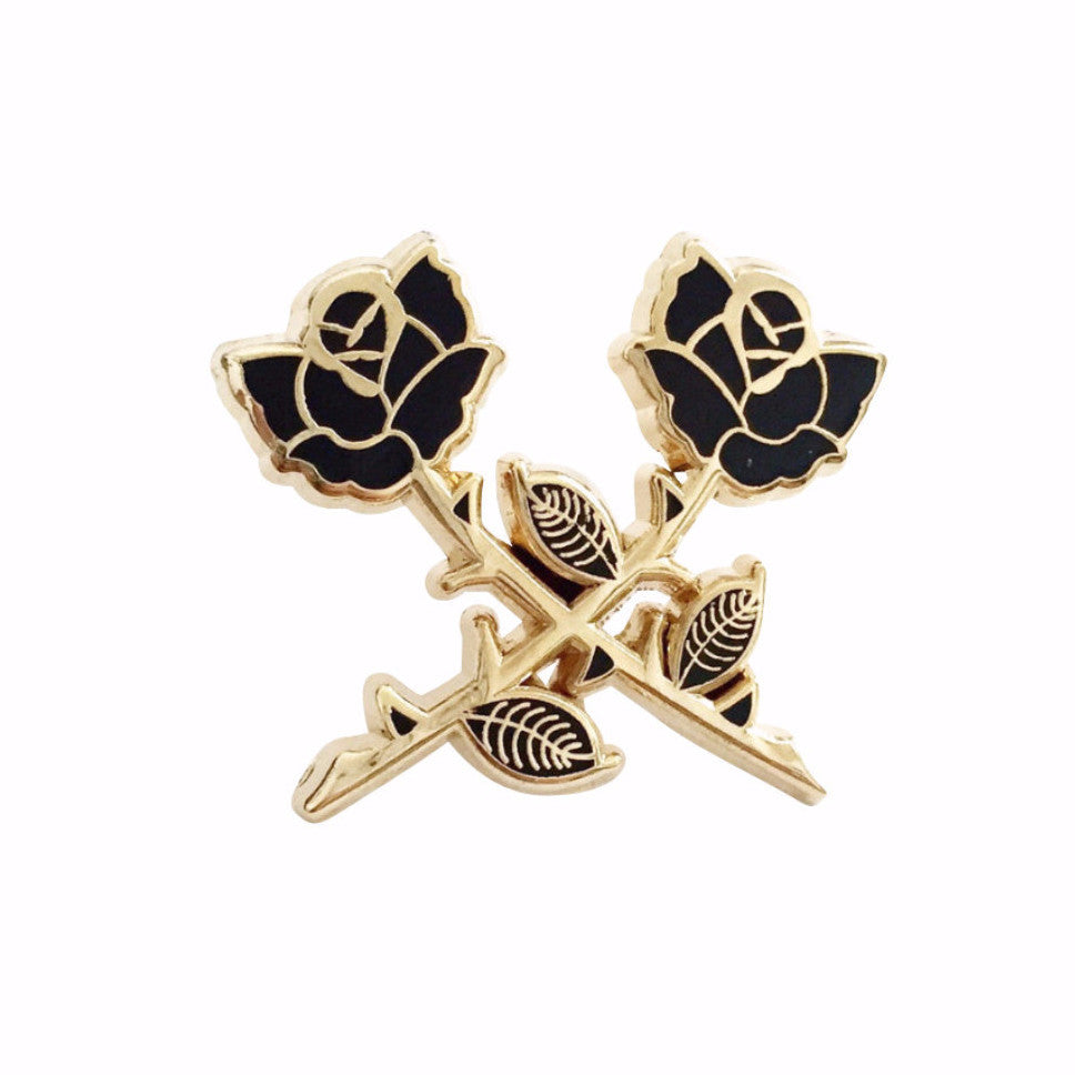 Crossed Roses Pin (Gold)