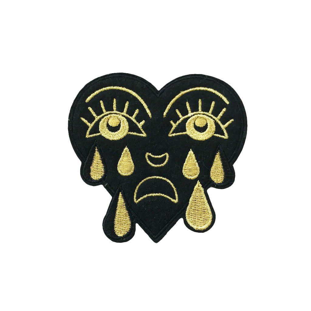 Metallic Gold Crying Heart Patch